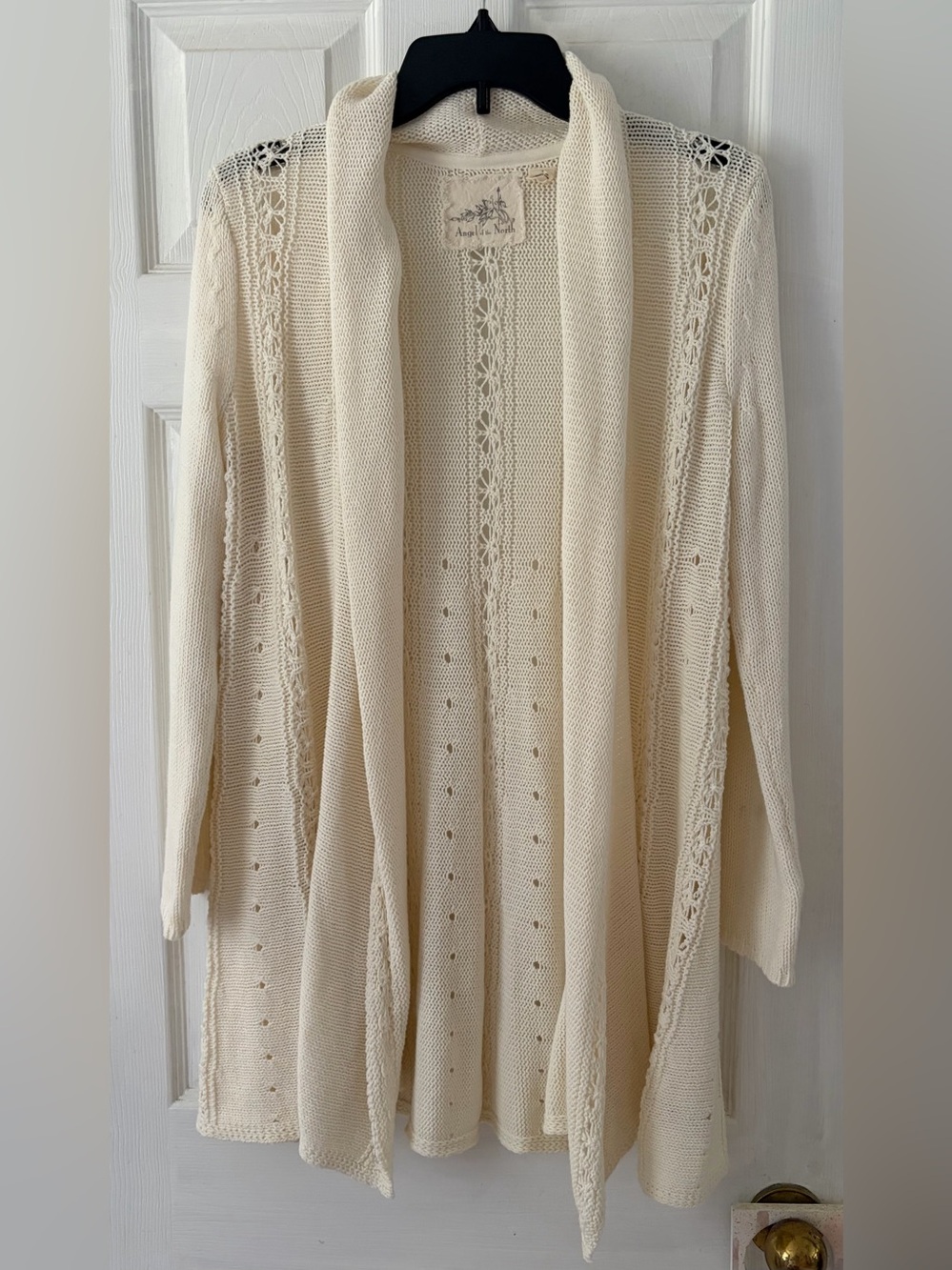 Angel Of The North Open-Front Cream Knit Cardigan